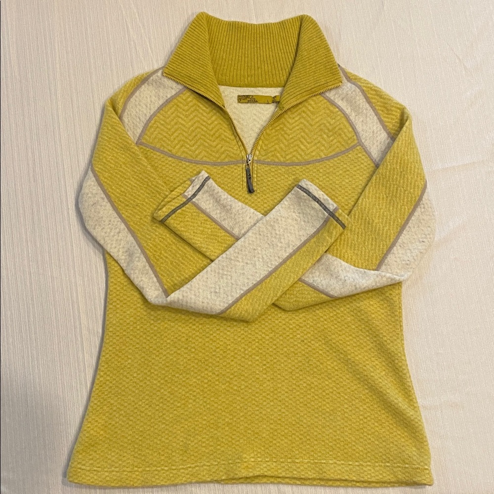 Prana Mustard and Cream Knit Sweater